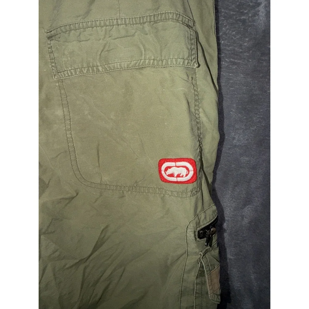 Ecko Unltd Mens Cargo Shorts Size 32 Olive Green Zipper Pockets Cotton Blend